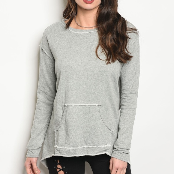 Gray Backless Sweatshirt - Picture 2 of 2